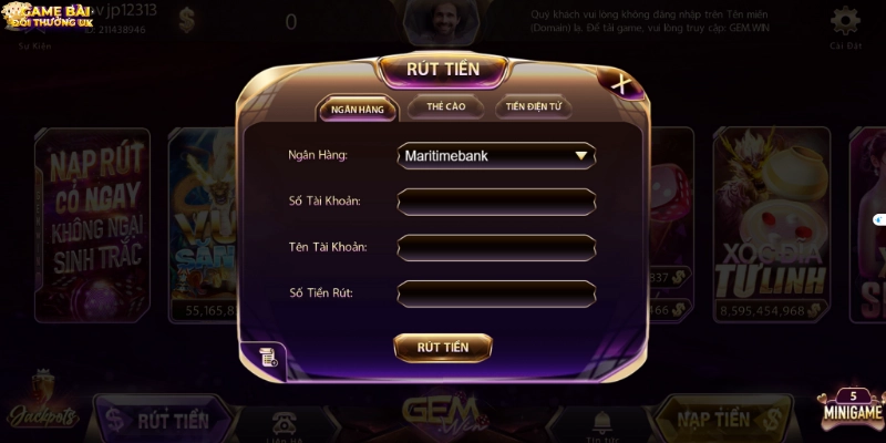 Quá trình nạp tiền tại Gemwin trở nên thuận tiện