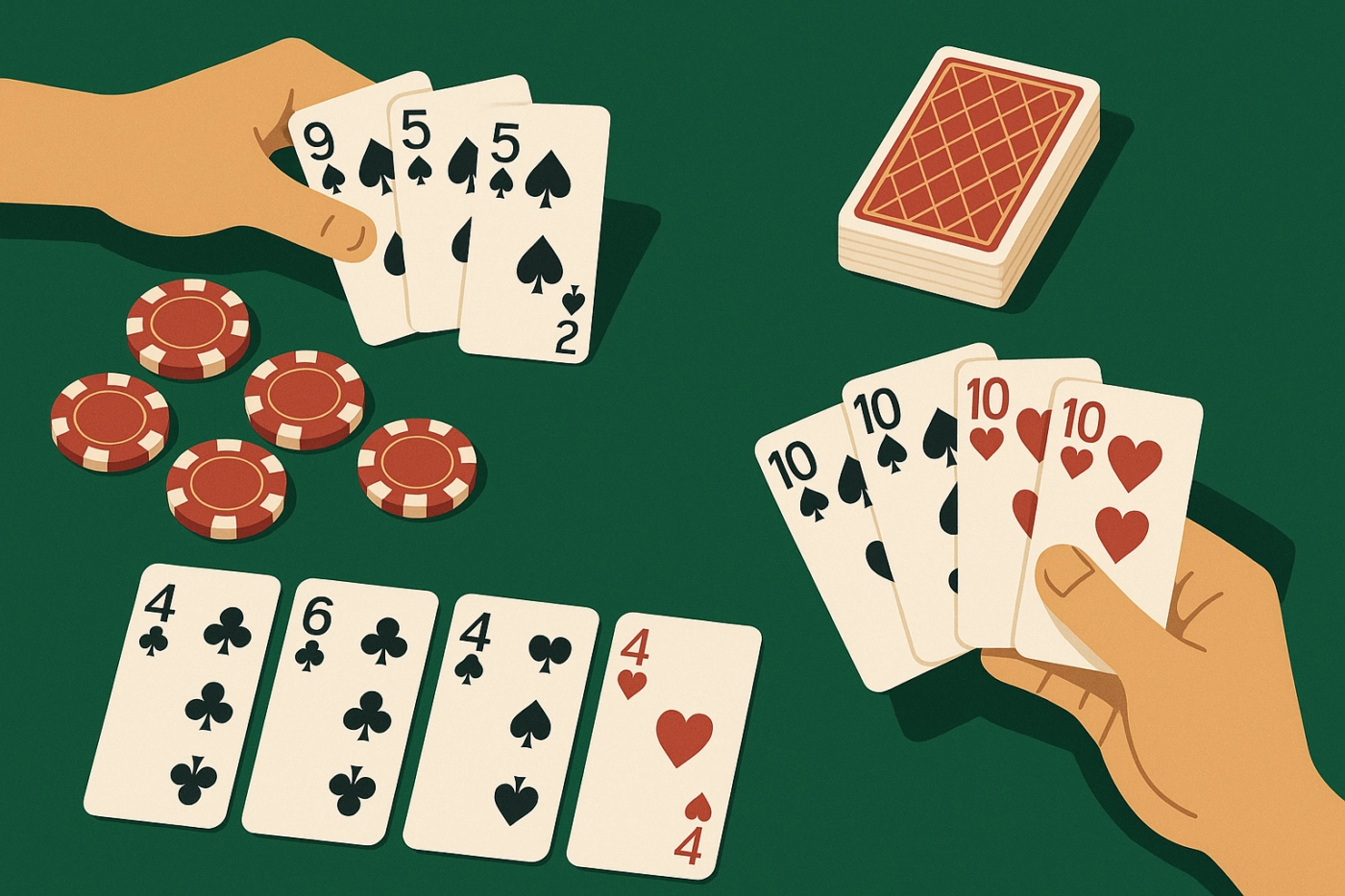So sánh xì tố và poker: số lá, vòng cược, cách đọc bài và độ khó. Hiểu rõ để chọ